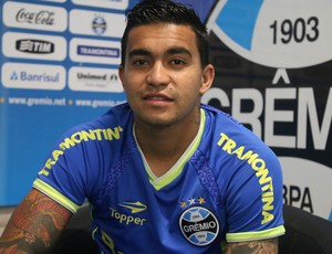 Dudu, que estava no Grêmio, assinou com o Verdão (Foto: Eduardo Deconto/GloboEsporte.com)
