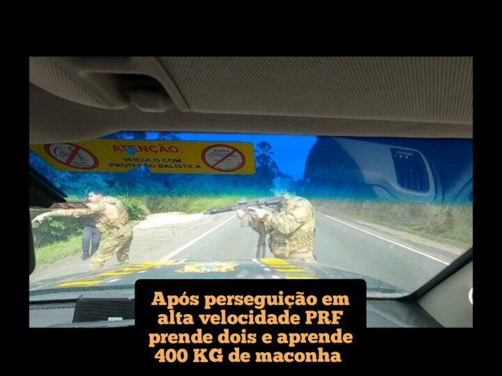 Após perseguição em alta velocidade PRF prende dois e aprende mais de 400 Kg de maconha