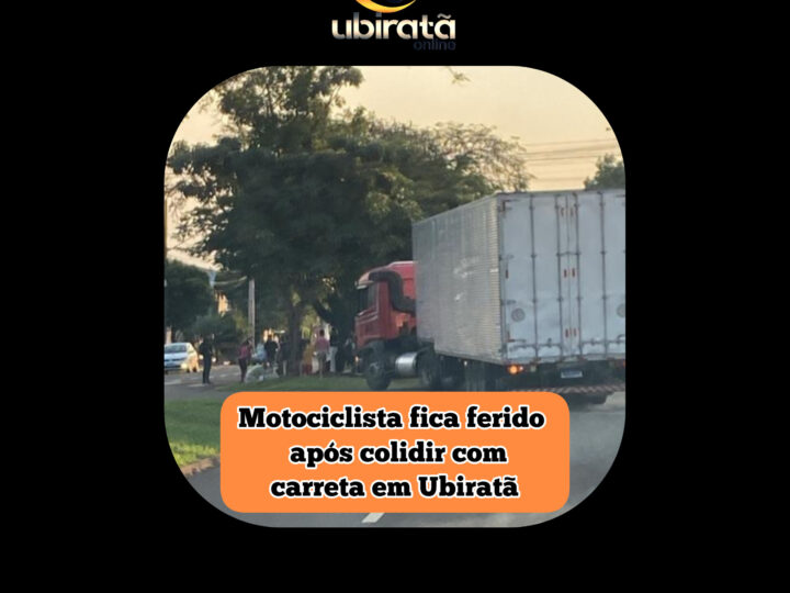 Motociclista fica ferido após colidir com carreta em Ubiratã