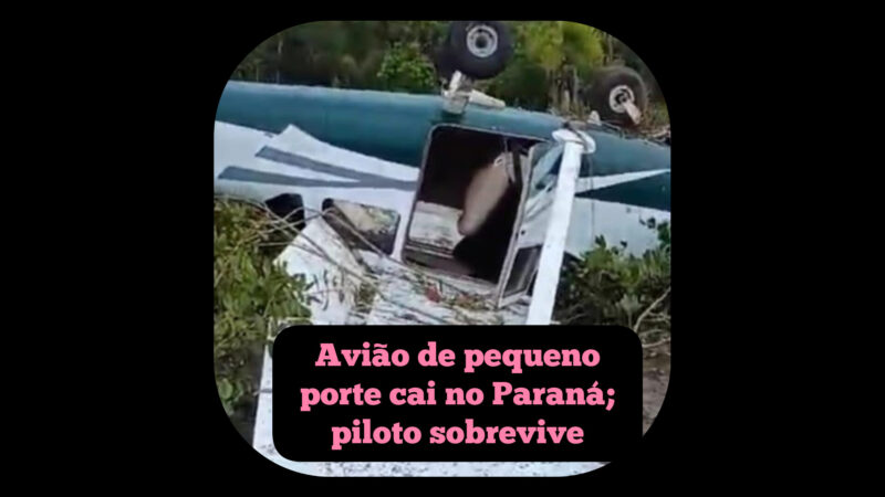 Avião de pequeno porte cai no Paraná; piloto sobrevive