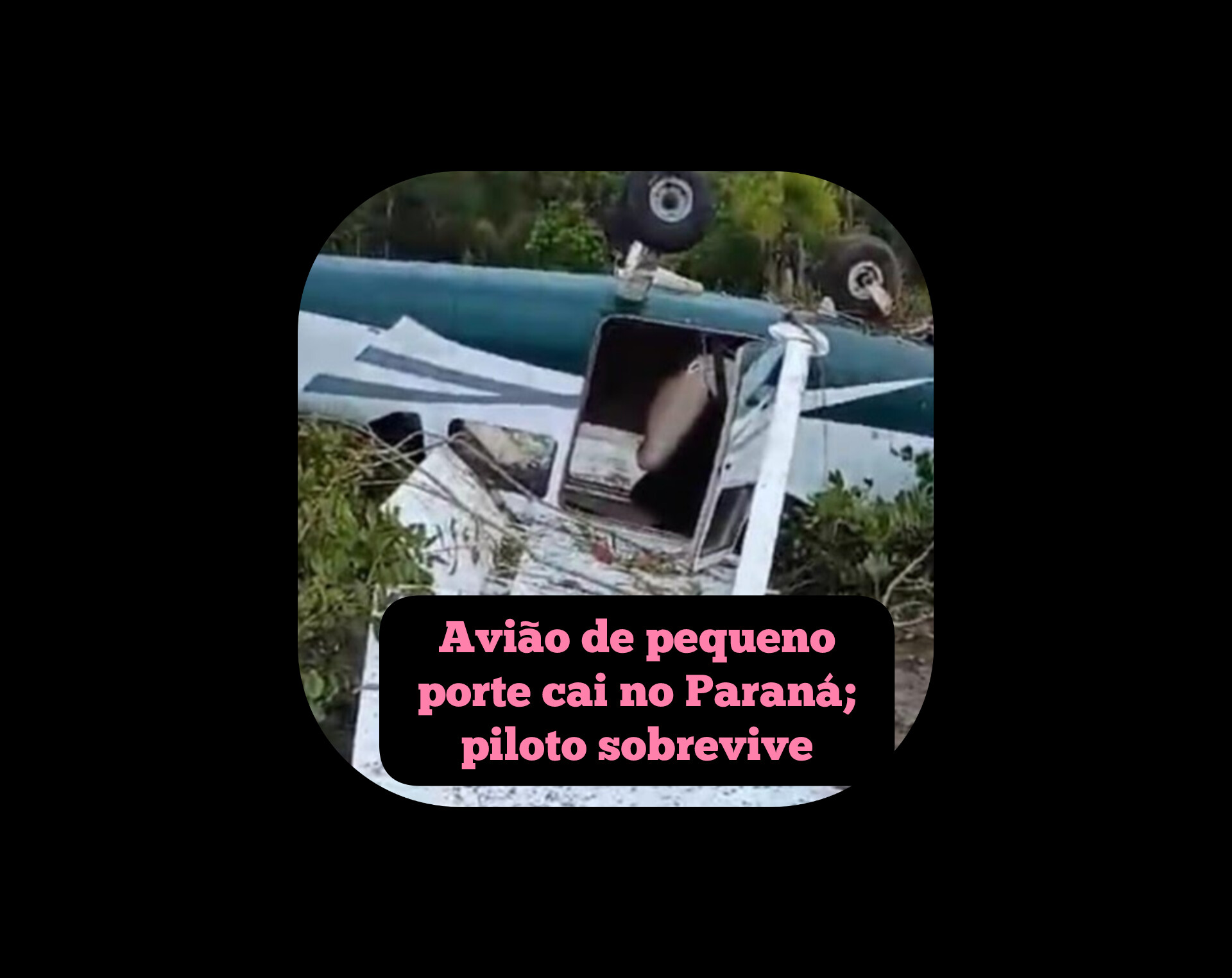 Avião de pequeno porte cai no Paraná; piloto sobrevive