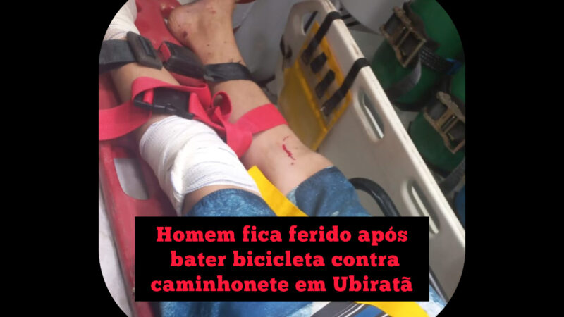 Homem fica ferido após colidir bicicleta contra caminhonete em Ubiratã