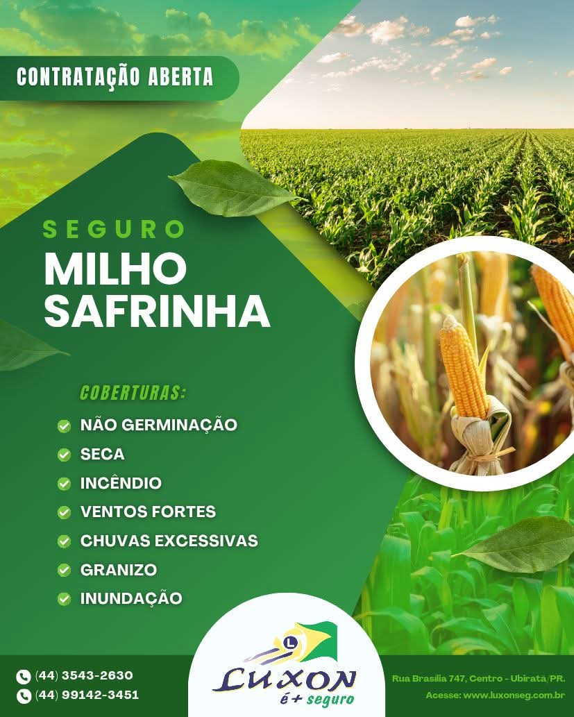 Agricultor, proteja sua colheita com o SEGURO SAFRA que a Luxon é mais Seguro tem para lhe oferecer