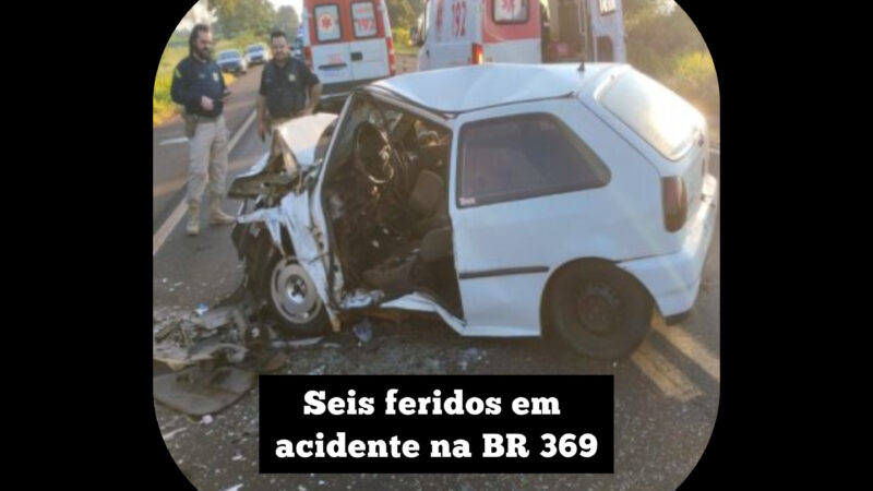 Seis pessoas ficam feridas em acidente na BR 369