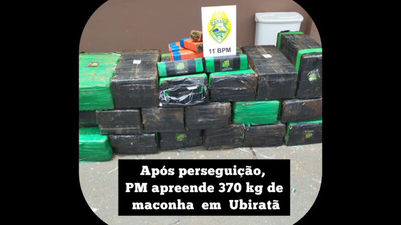 Após perseguição, Polícia Militar apreende 370 kg de maconha em Ubiratã