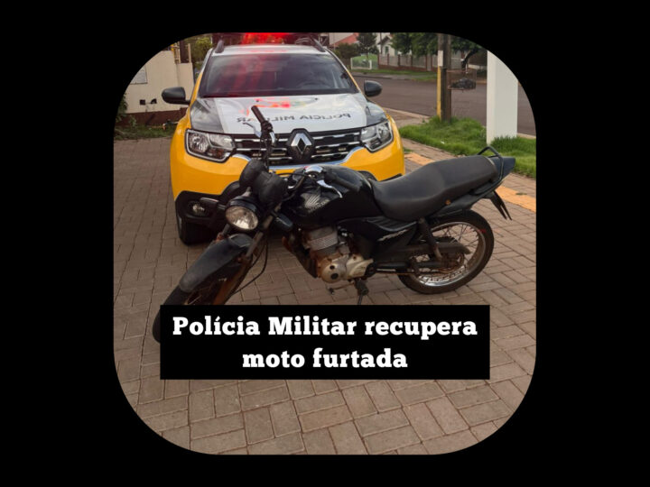 Polícia Militar recupera moto furtada em Cafelândia