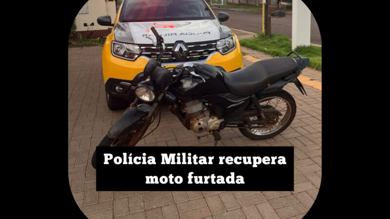 Polícia Militar recupera moto furtada em Cafelândia