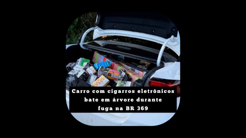 Carro com cigarros eletrônicos bate em árvore durante fuga na BR 369