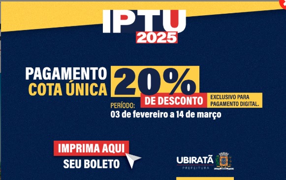 UBIRATÃ: Boleto do IPTU 2025 já está disponível online, veja como pagar