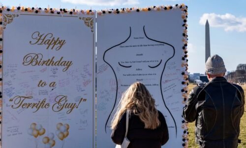 10-foot-tall replica of Trump’s alleged birthday message to Epstein appears on National Mall