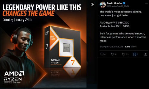 AMD Officially Confirms Ryzen 7 9850X3D MSRP: $499 - Launching on January 29