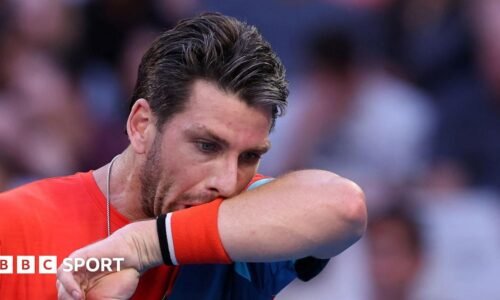 Cameron Norrie reacts during his 2026 Australian Open defeat by Alexander Zverev