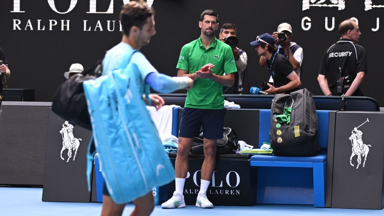 Musetti retires with injury, sending Djokovic to Aussie Open semis