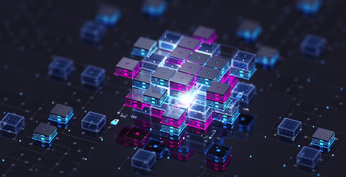 A visualization of a blockchain.