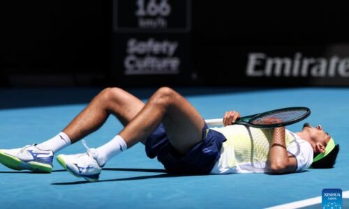 men's singles 2nd round match at Australian Open tennis tournament-Xinhua