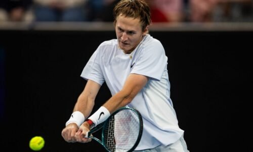 Sebastian Korda in action ahead of ATP Marseille.