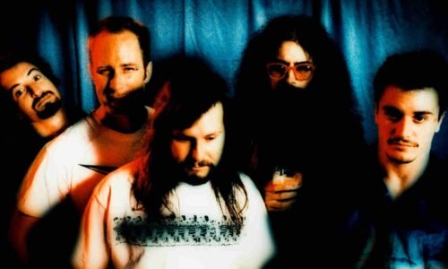 Faith No More posing for a photograph in 1992