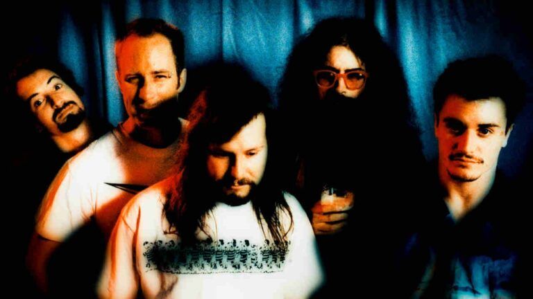 Faith No More posing for a photograph in 1992