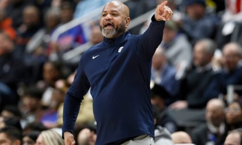 J.B. Bickerstaff shouts to his team from the sidelines