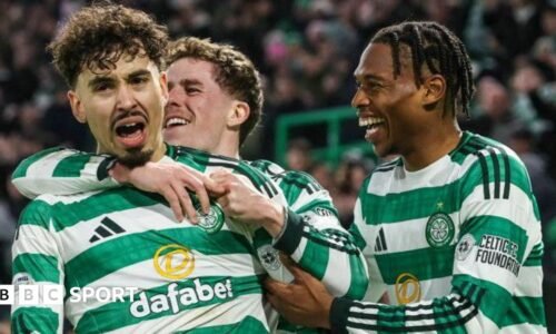 Sebastien Tounekti scores for Celtic against Dundee