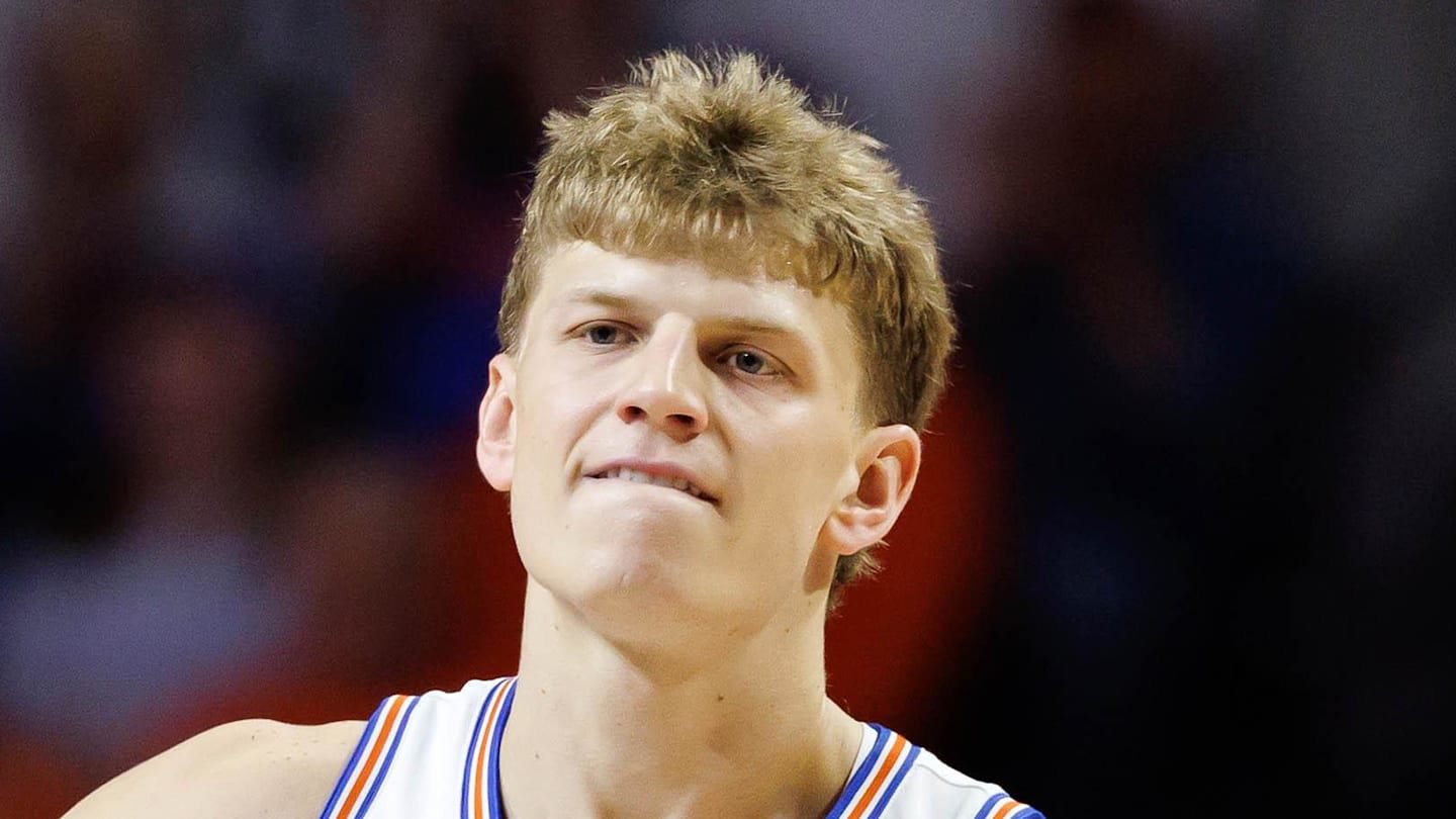 Feb 14, 2026; Gainesville, Florida, USA; Florida Gators forward Thomas Haugh (10): Matt Pendleton-Imagn Images