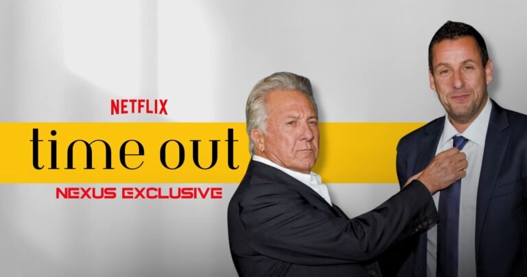Dustin Hoffman and Adam Sandler in black suits