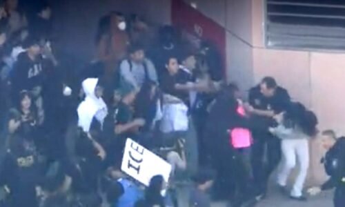 Federal agents injured in clash with protesters during student walkout