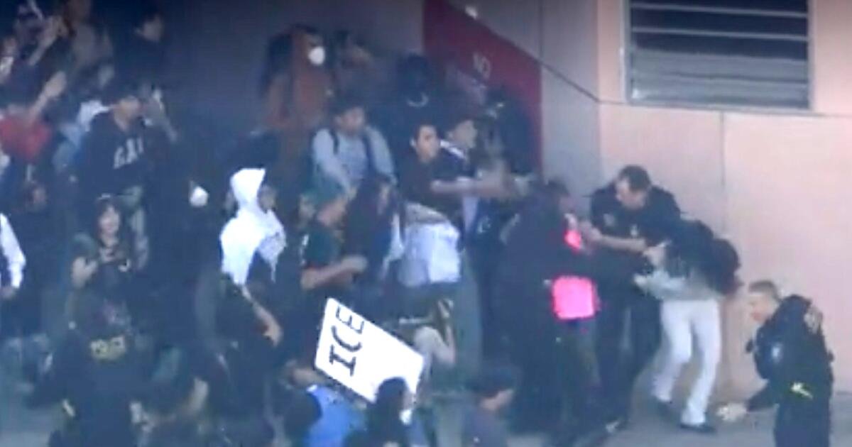 Federal agents injured in clash with protesters during student walkout