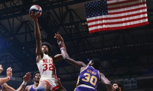 An archived image of Julius "Dr. J" Erving from the Prime Video docuseries, "Soul Power: The Legend of the American Basketball Association."