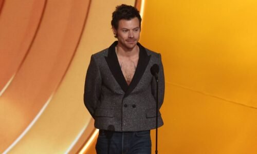 Harry Styles Perfects the Shirtless Blazer at the 2026 Grammys