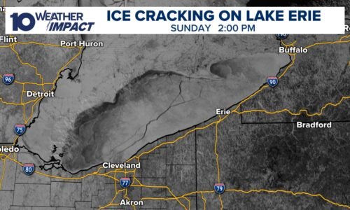 Large ice crack on Lake Erie seen from space