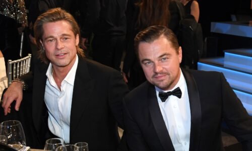 (L-R) Brad Pitt and Leonardo DiCaprio attend the 26th Annual Screen Actors Guild Awards at The Shrine Auditorium on January 19, 2020 in Los Angeles, California.