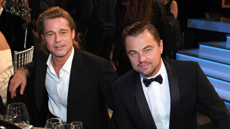 (L-R) Brad Pitt and Leonardo DiCaprio attend the 26th Annual Screen Actors Guild Awards at The Shrine Auditorium on January 19, 2020 in Los Angeles, California.
