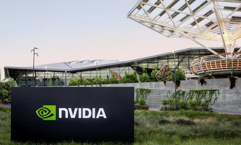 Nvidia signboard outside a company building.