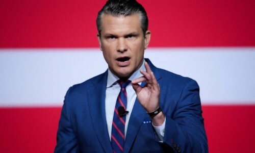 FILE PHOTO: Trump and Hegseth address U.S. senior military leaders at Quantico