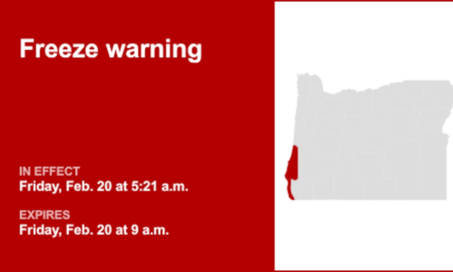Update: Freeze warning affecting South Central Oregon Coast and Curry County Coast until Friday morning