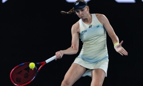 Elena Rybakina in action at the Australian Open.