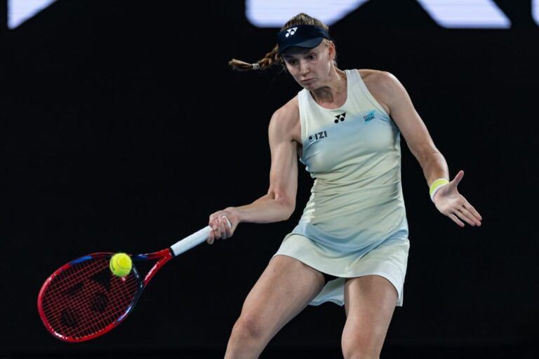 Elena Rybakina in action at the Australian Open.