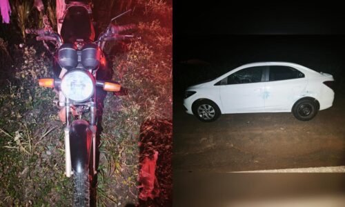 Acidente entre carro e moto deixa homem ferido na PR-239 em Nova Cantu