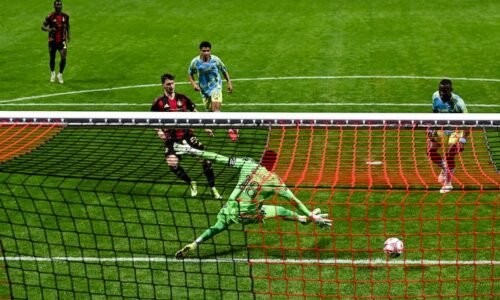 Alexey Miranchuk scoring Atlanta United's third goal of Saturday's rout of the Union.