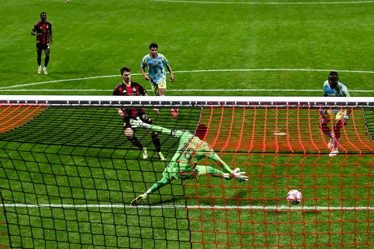 Alexey Miranchuk scoring Atlanta United's third goal of Saturday's rout of the Union.