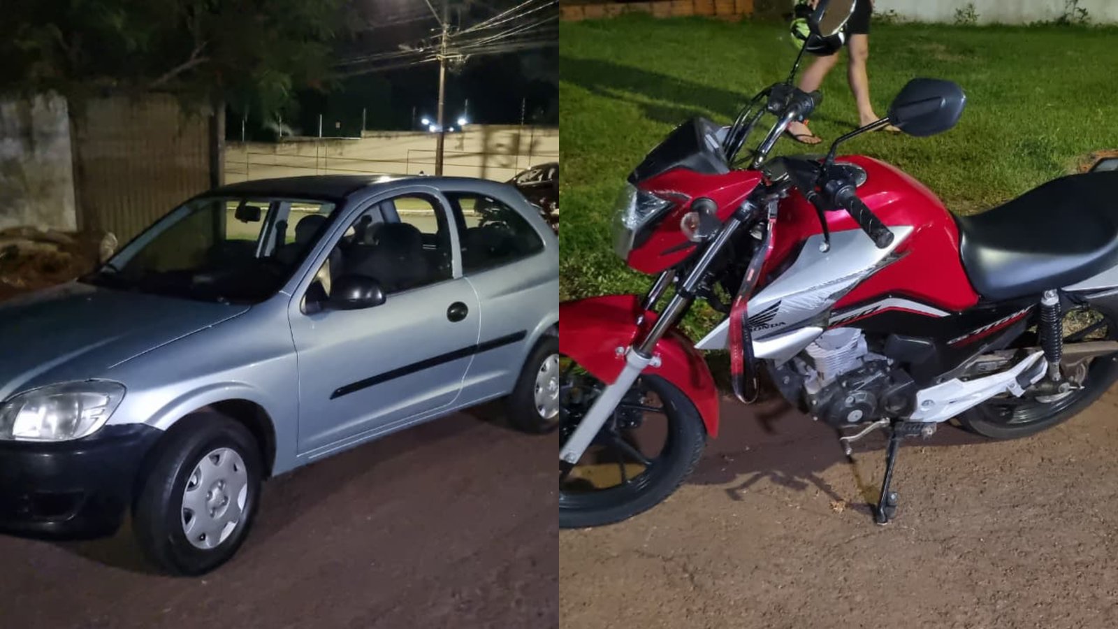 Colisão entre Celta e Honda Titan deixa jovem ferido no Universitário