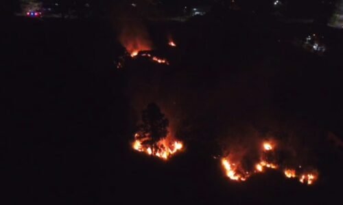 Incêndio ambiental de grandes proporções mobiliza bombeiros no Periolo