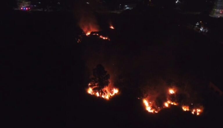 Incêndio ambiental de grandes proporções mobiliza bombeiros no Periolo