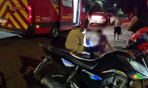 Jovem fica ferido após colisão de trânsito no Bairro Tarumã em Cascavel