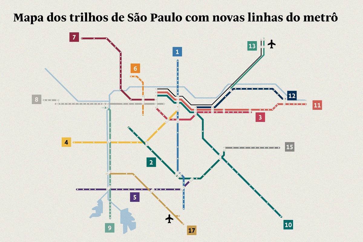 Metrô: veja como ficará o mapa com 17 novas estações - 29/03/2026 - Cotidiano