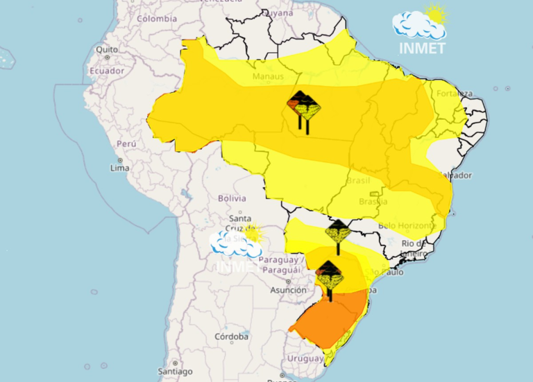 Semana começa com grande parte do país sob alerta para tempestades