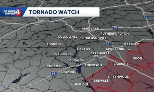 Tornado watch for Upstate counties in South Carolina