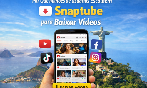 Usuários baixando vídeos com o aplicativo Snaptube no smartphone