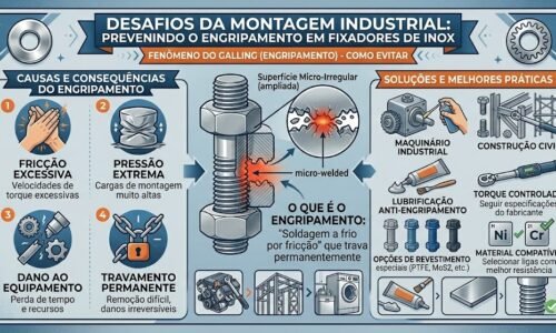 O aço inoxidável é amplamente escolhido na indústria por sua excepcional resistência à corrosão e durabilidade em ambientes severos. No entanto, engenheiros, projetistas e técnicos de manutenção frequentemente enfrentam um fenômeno crítico durante a montagem que pode comprometer cronogramas inteiros: o engripamento. Para garantir a integridade das conexões e a segurança operacional, é fundamental entendera engenharia do engripamento de roscas (galling) e soluções de mitigação, um problema reumatológico dos metais que pode levar ao travamento permanente de parafusos e porcas antes mesmo de atingirem o torque de projeto.